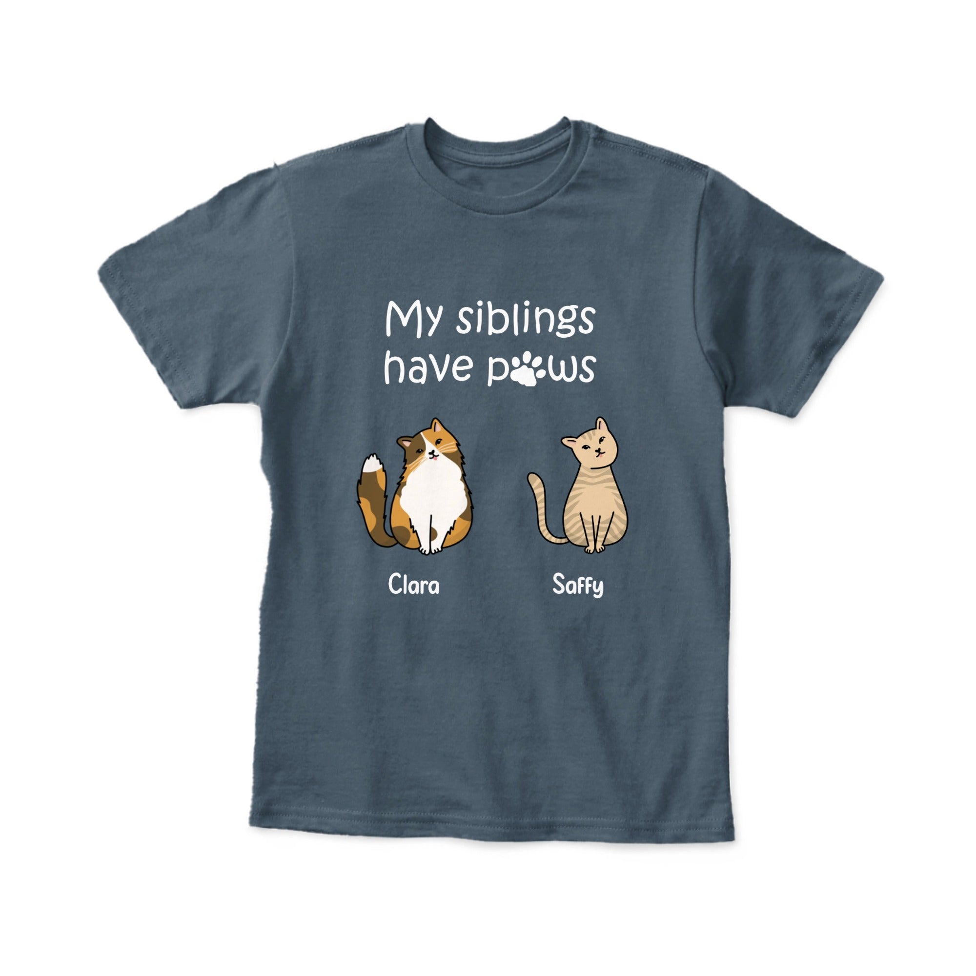 Custom cat lover kids shirt with up to four personalized cats and names - Love Life Journey