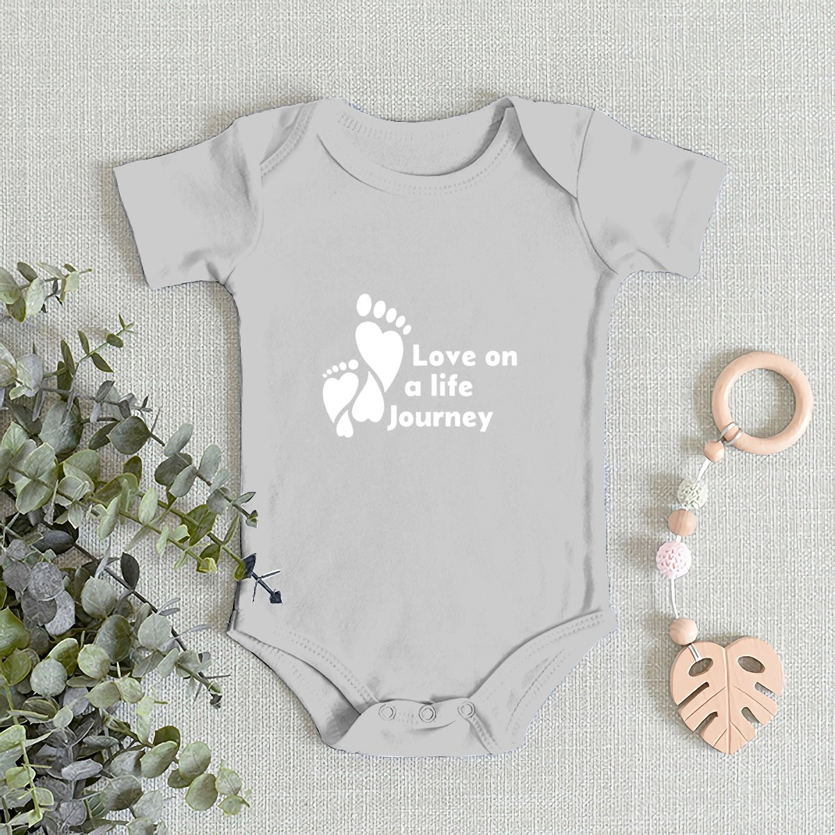 BABY ONESIE Love Life Journey – Ultra - Soft Combed Cotton (Gray) | Comfort Bodysuit for Newborns & Infants | Ships from USA - Love Life Journey