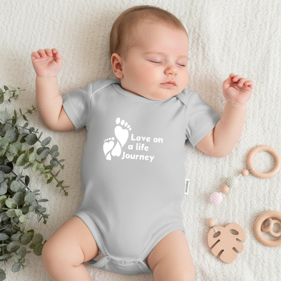 BABY ONESIE Love Life Journey – Ultra - Soft Combed Cotton (Gray) | Comfort Bodysuit for Newborns & Infants | Ships from USA - Love Life Journey