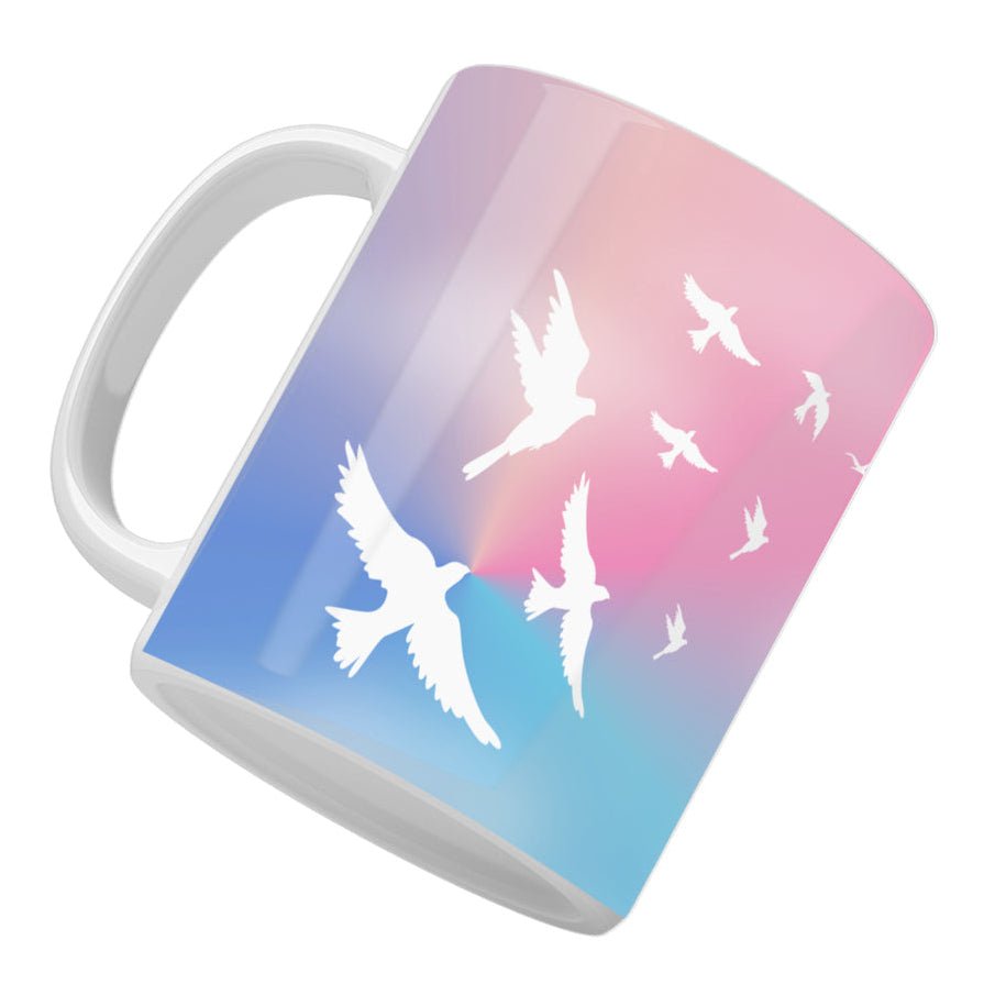 CERAMIC MUG 11oz Peaceful Doves – “Just Let Go” Ceramic Cup with Sunset Design | Mindfulness & Healing Gift (USA - Made) - Love Life Journey