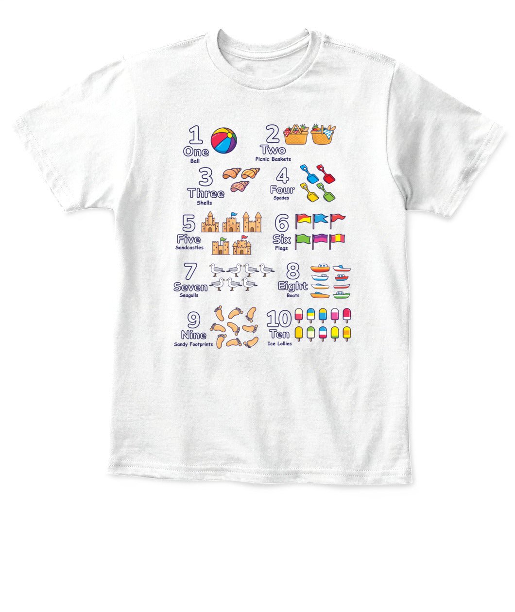 KID'S T - SHIRT Numbers Learning | Beach - Themed Counting Tee | Gildan 5000B (US) – Educational & Fun Gift - Love Life Journey