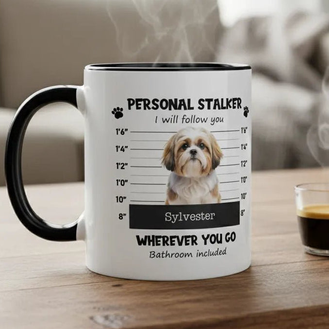 Personal Pet Stalker Accent Mug 11oz – Custom Pet Photo Coffee Mug | Personalized Dog & Cat Lover Gift - Love Life Journey
