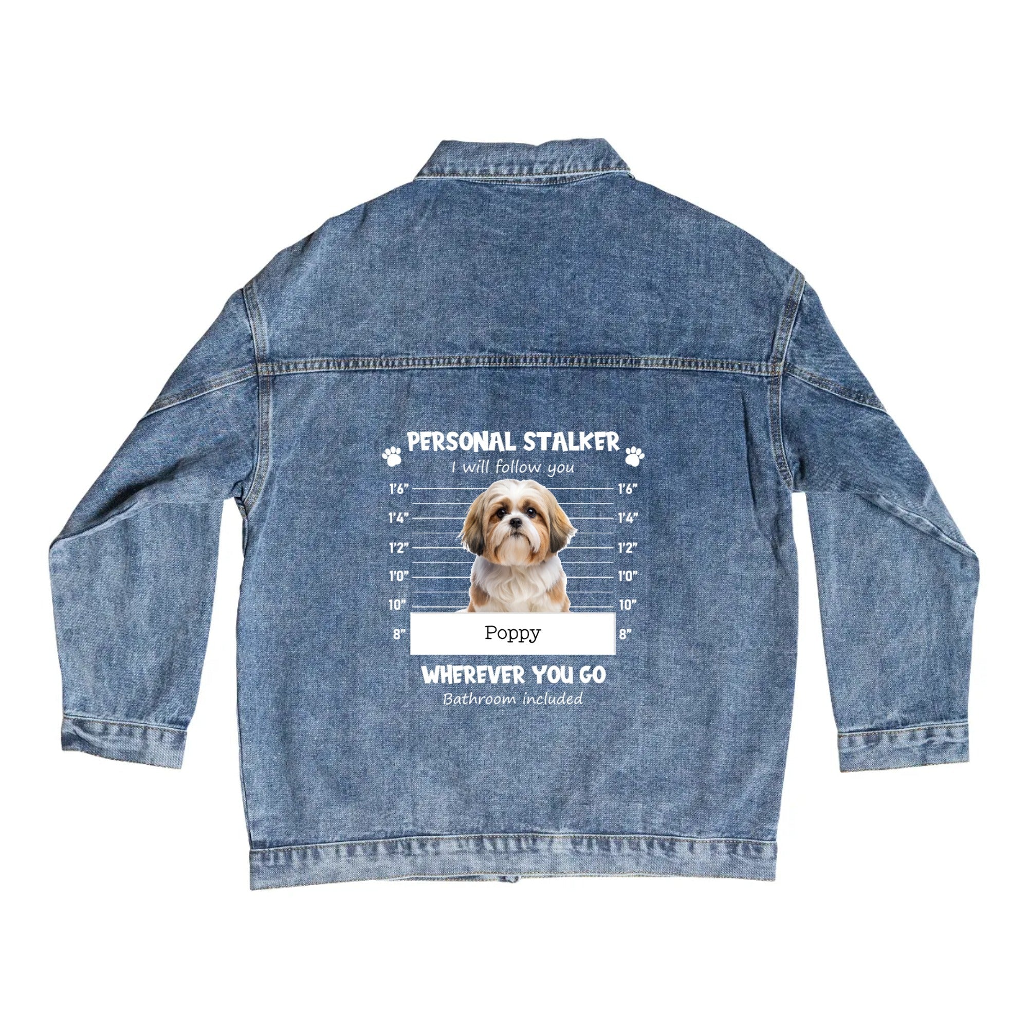 Personal Pet Stalker Denim Jacket – Custom Pet Photo Men’s DTG Jean Jacket | Personalized Dog & Cat Lover Gift - Love Life Journey