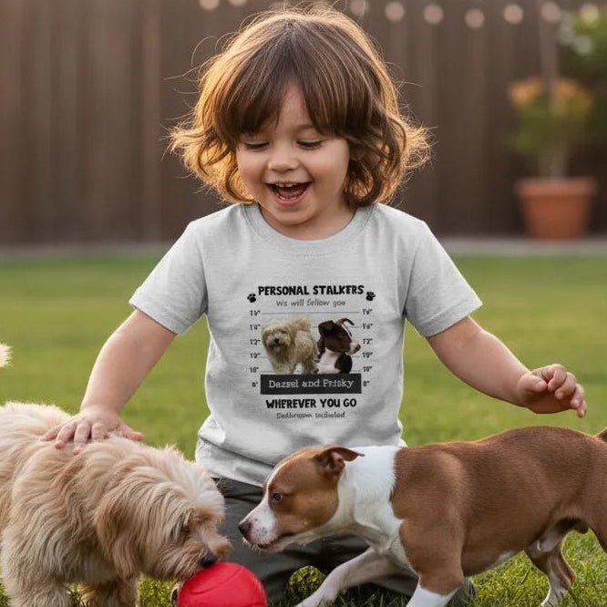 Personal Pet Stalker Kids T-Shirt | Custom Pet Photo & Name Tee - Love Life Journey