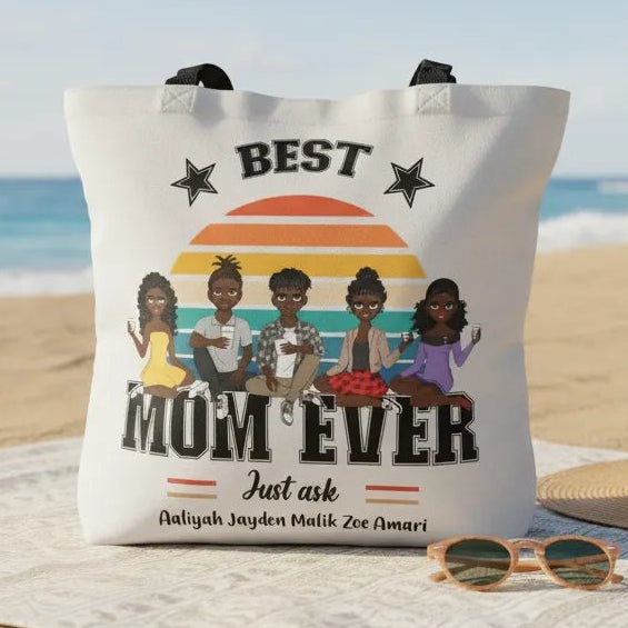 Personalised “Best Mum Ever – Just Ask” Tote Bag | Custom Family Characters & Names | Funny Mother’s Day Gift - Love Life Journey