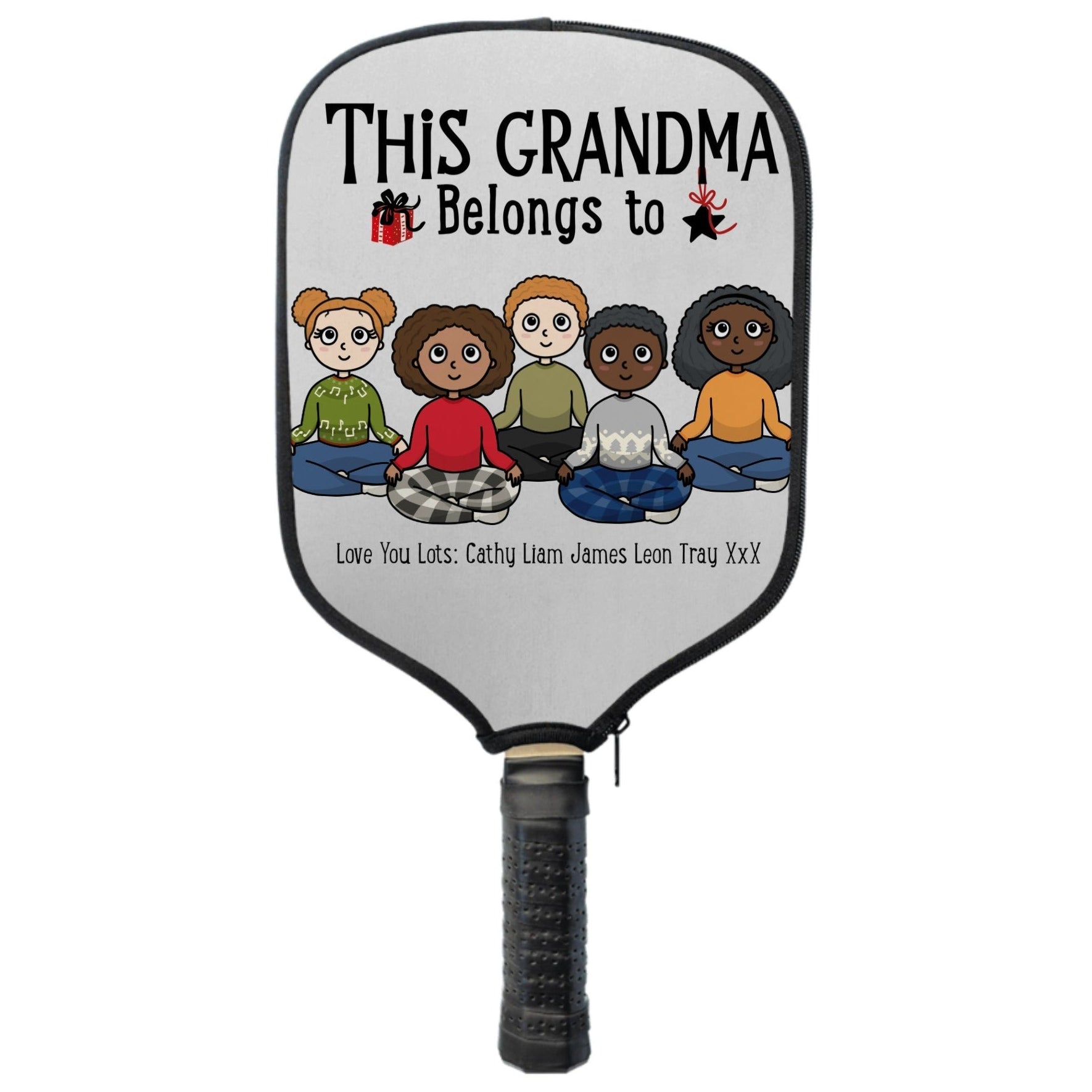 Personalised Pickleball Paddle Cover for Grandma or Grandpa – “This Belongs To” Grandkids Design | Custom Names & Characters | Made in USA Gift - Love Life Journey