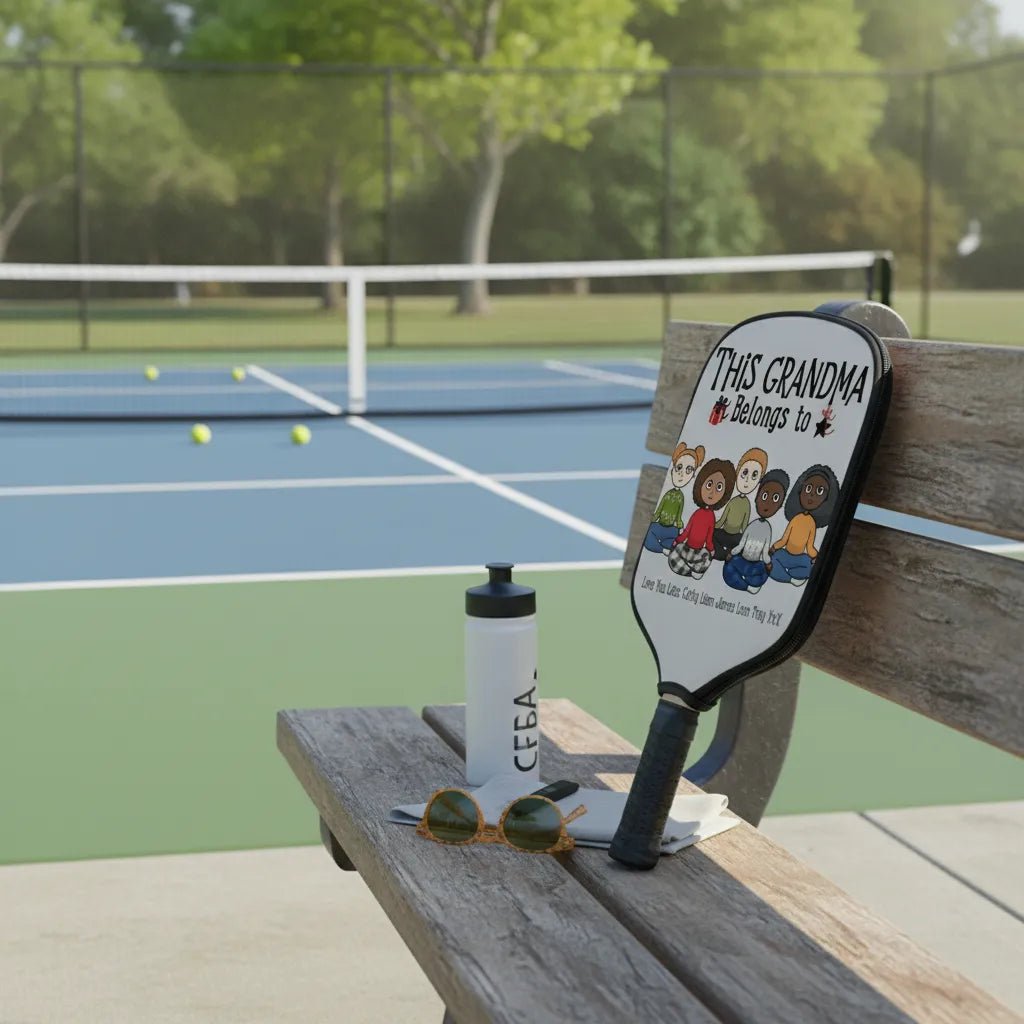 Personalised Pickleball Paddle Cover for Grandma or Grandpa – “This Belongs To” Grandkids Design | Custom Names & Characters | Made in USA Gift - Love Life Journey