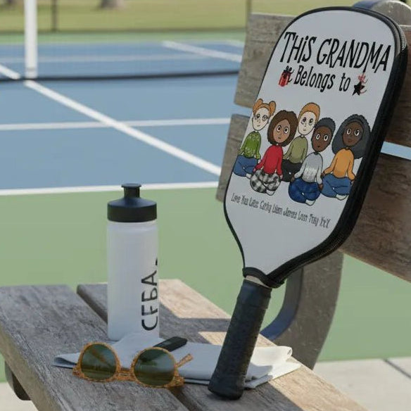 Personalised Pickleball Paddle Cover for Grandma or Grandpa – “This Belongs To” Grandkids Design | Custom Names & Characters | Made in USA Gift - Love Life Journey