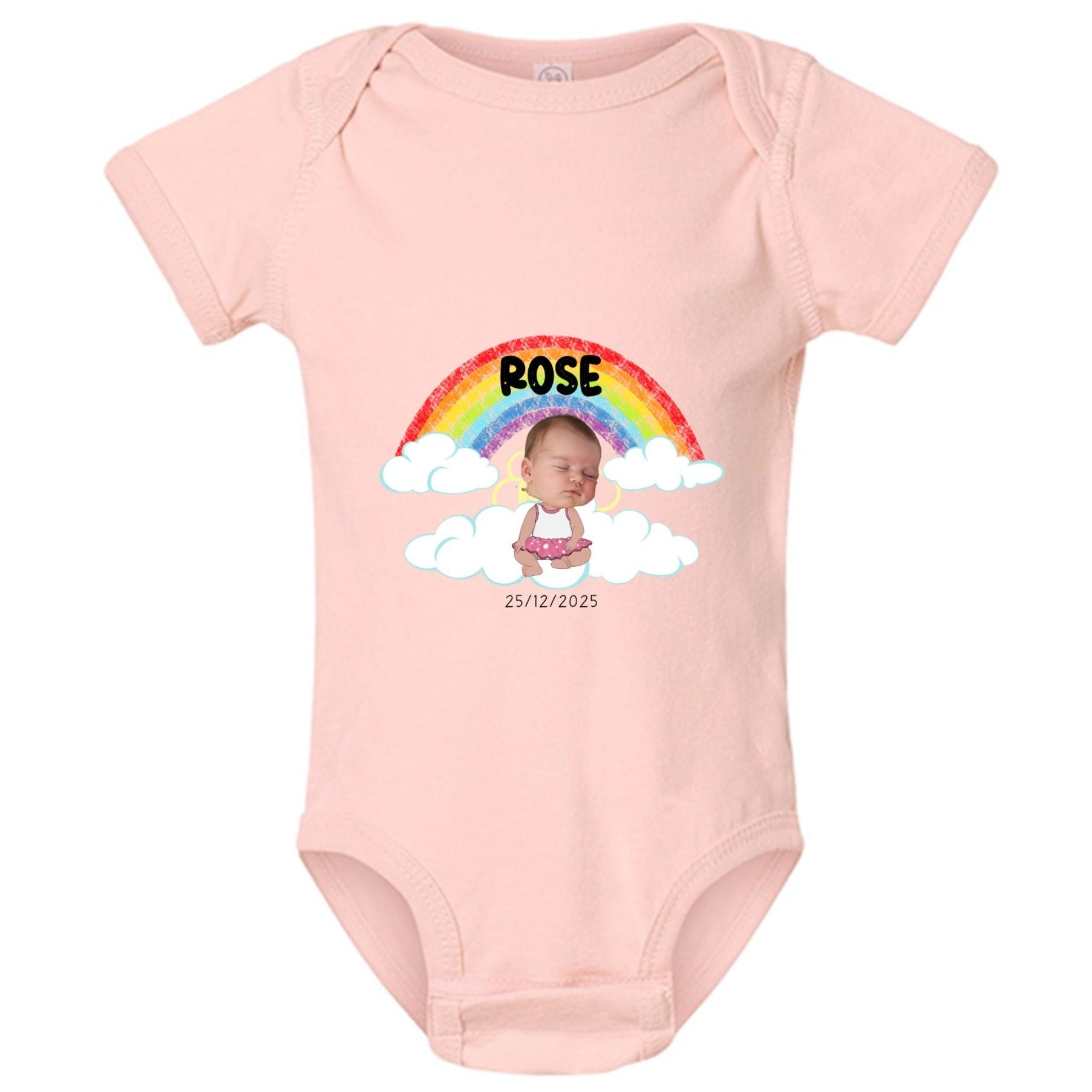 Personalized Baby Photo Bodysuit Custom Newborn, Twins or Triplets Face & Name Onesie - Love Life Journey