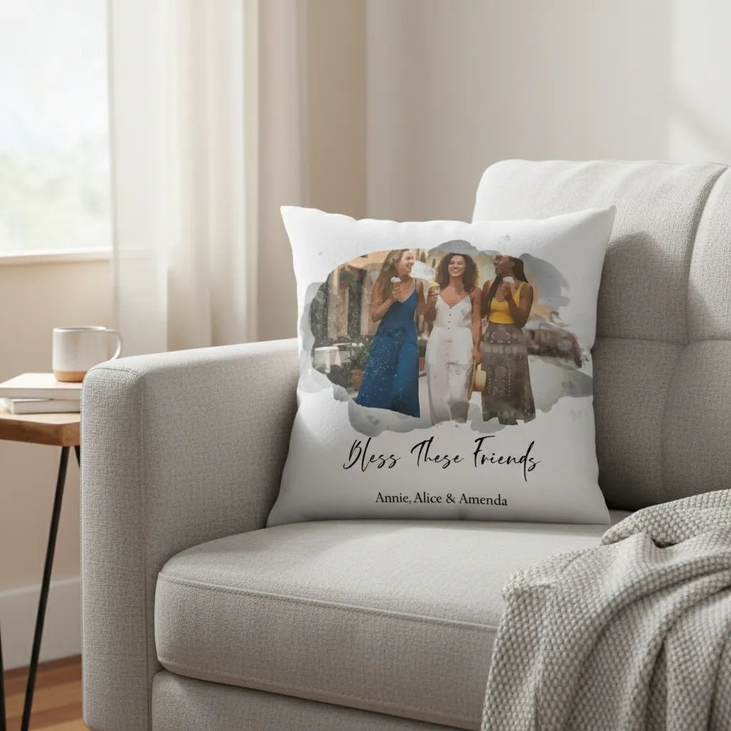 Personalized Bless This Family (Or Couple) Cushion Cover – Custom Photo Pillowcase Gift | Bless This Couple Option | Meaningful Home Decor - Love Life Journey
