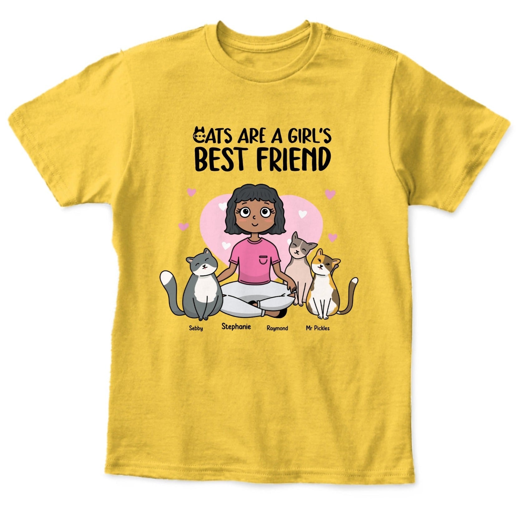 Personalized Cats Are A Girl's Best Friend Kids T-Shirt | Custom Cat Family Tee - Love Life Journey