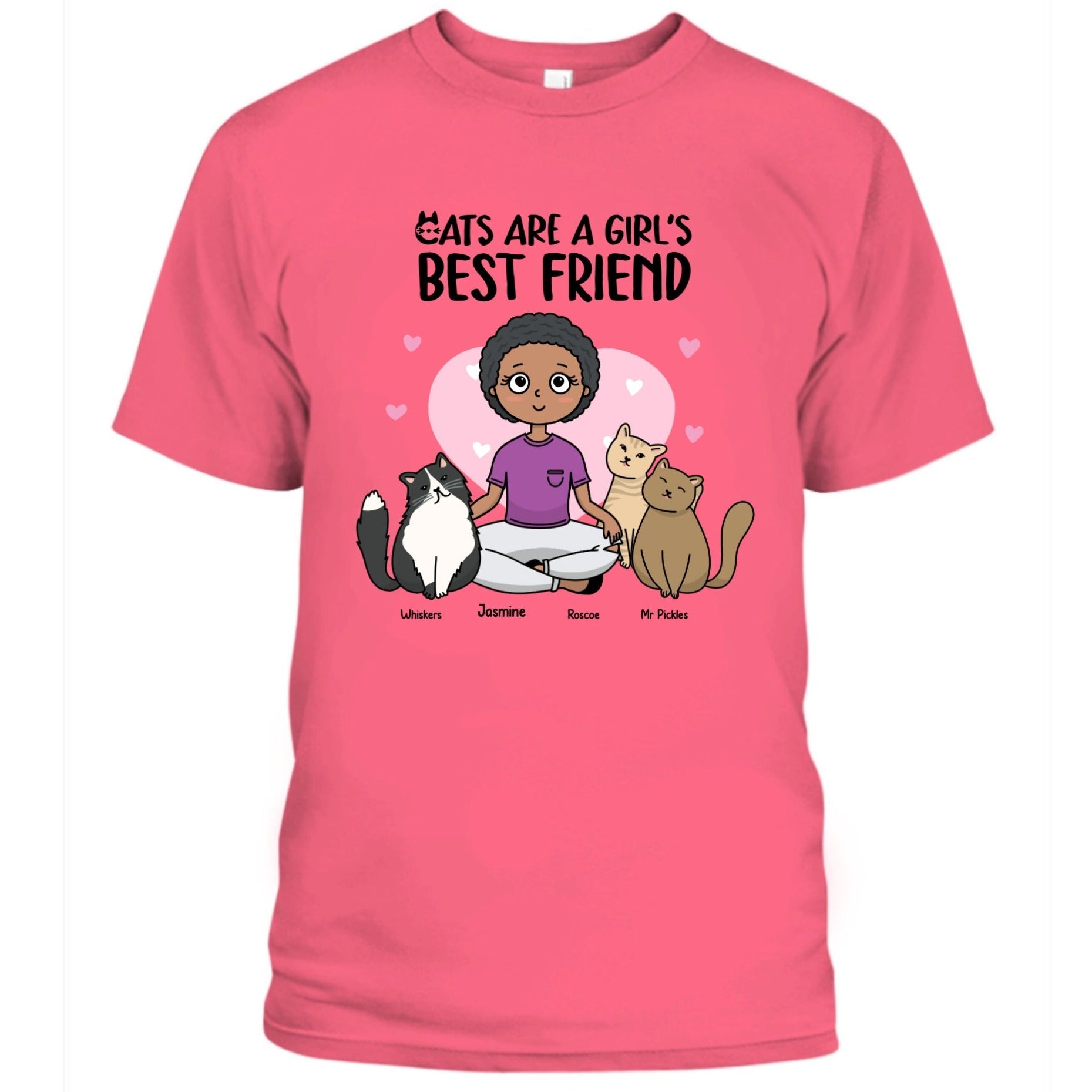 Personalized Cats Are A Girl's Best Friend T-Shirt | Custom Cat Lover Gift - Love Life Journey