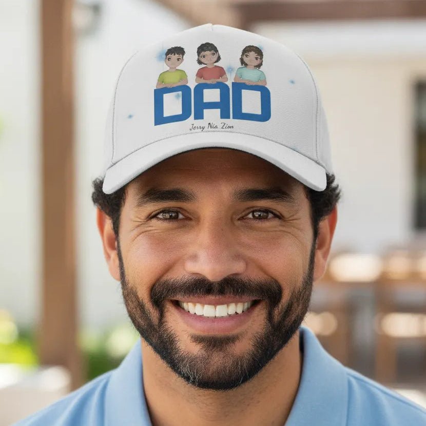 Personalized DAD Baseball Cap Custom Kids Names Hat with 1–4 Children - Love Life Journey