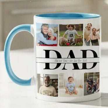 Personalized Dad Photo Collage Mug | Custom 6 Photo Coffee Mug Gift - Love Life Journey