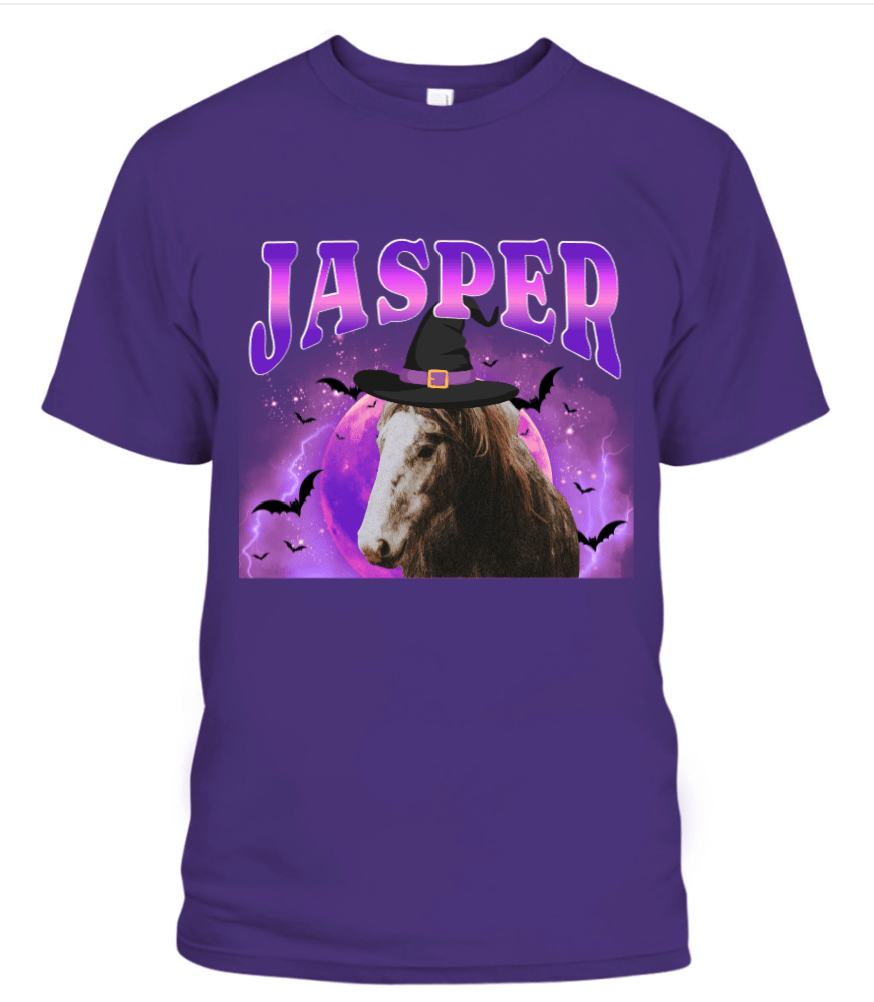 Personalized Halloween Pet Photo Unisex Adult T-Shirt Custom Witch Hat Dog or Cat Shirt with Name - Love Life Journey