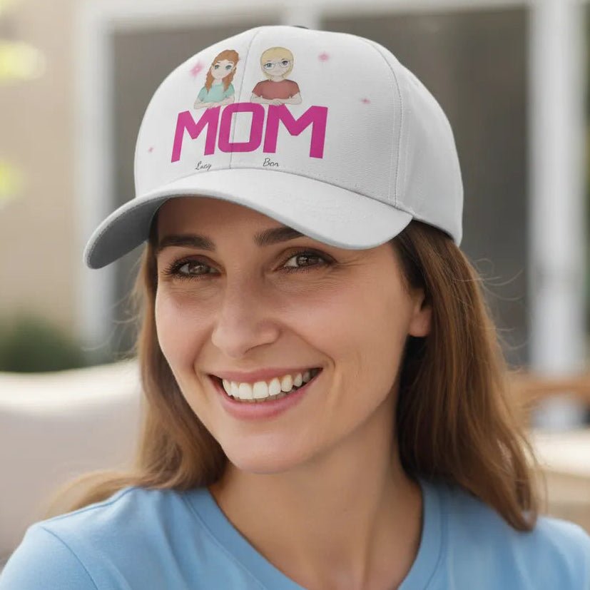 Personalized MOM Baseball Cap Custom Kids Names Hat with 1–4 Children - Love Life Journey