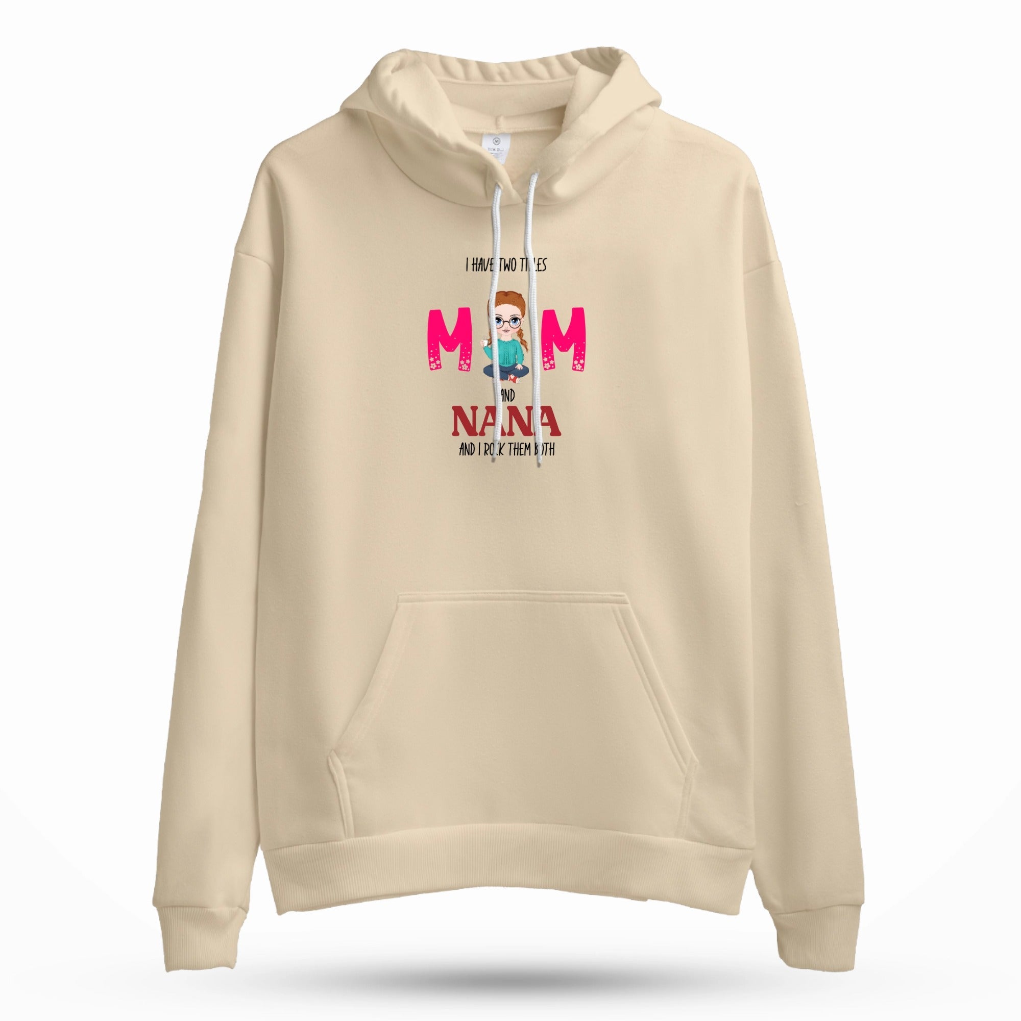 Personalized Mom & Second Life Role Embroidered Hoodie in Sand Colour – Custom Grandma, Nana, Aunt, Friend, Teacher or Nurse Hoodie Gift - Love Life Journey