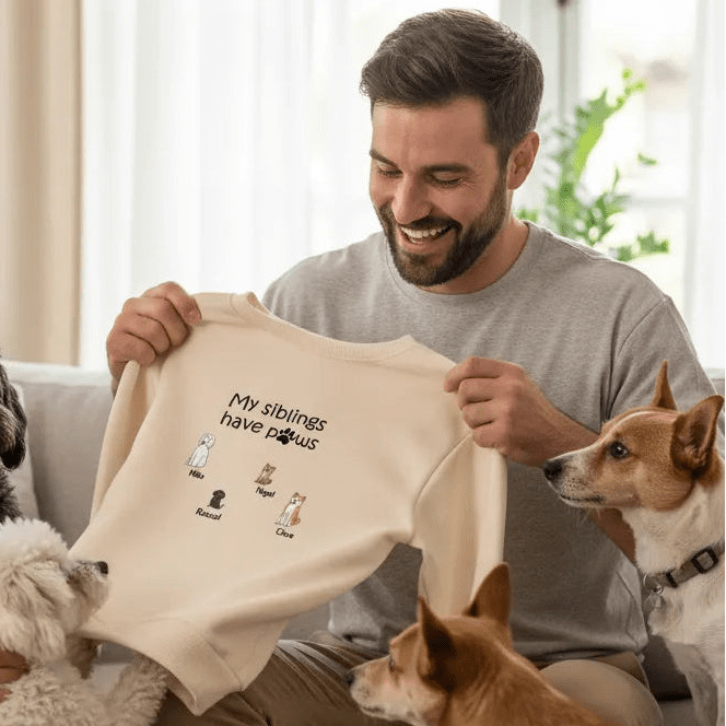 Personalized My Siblings Have Paws Embroidered Sweatshirt | Pet Dogs Gift - Love Life Journey