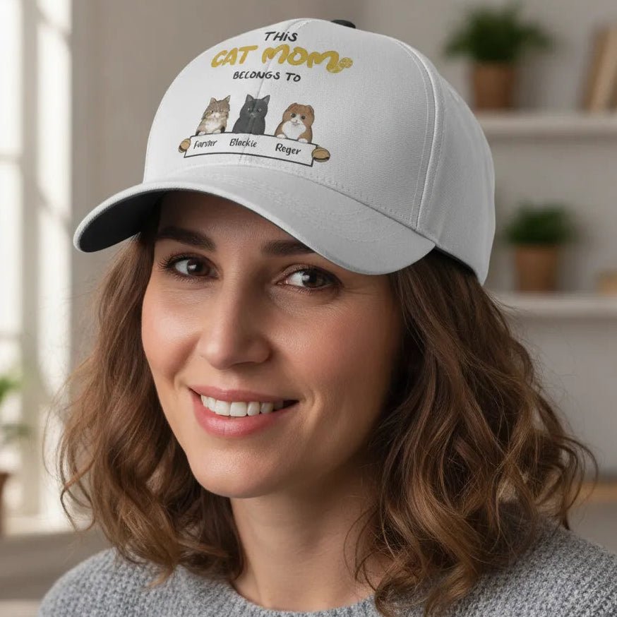 Personalized This Cat Mum Belongs To Baseball Cap Custom Cat Names Hat with 1–3 Cats - Love Life Journey