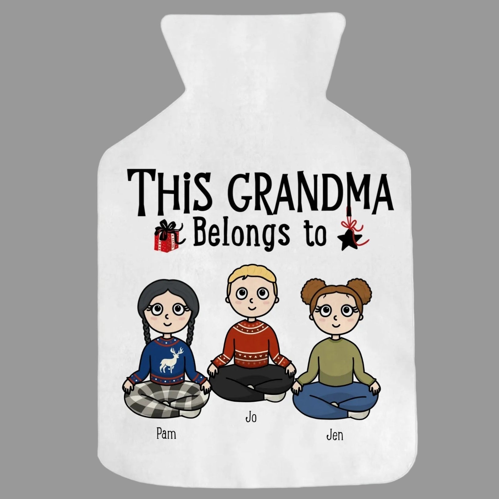 Personalized “This Grandma (or Grandpa) Belongs To” Hot Water Bottle Cover | Custom Grandchildren Names | Cozy Gift For Grandma & Grandpa | 2L - Love Life Journey