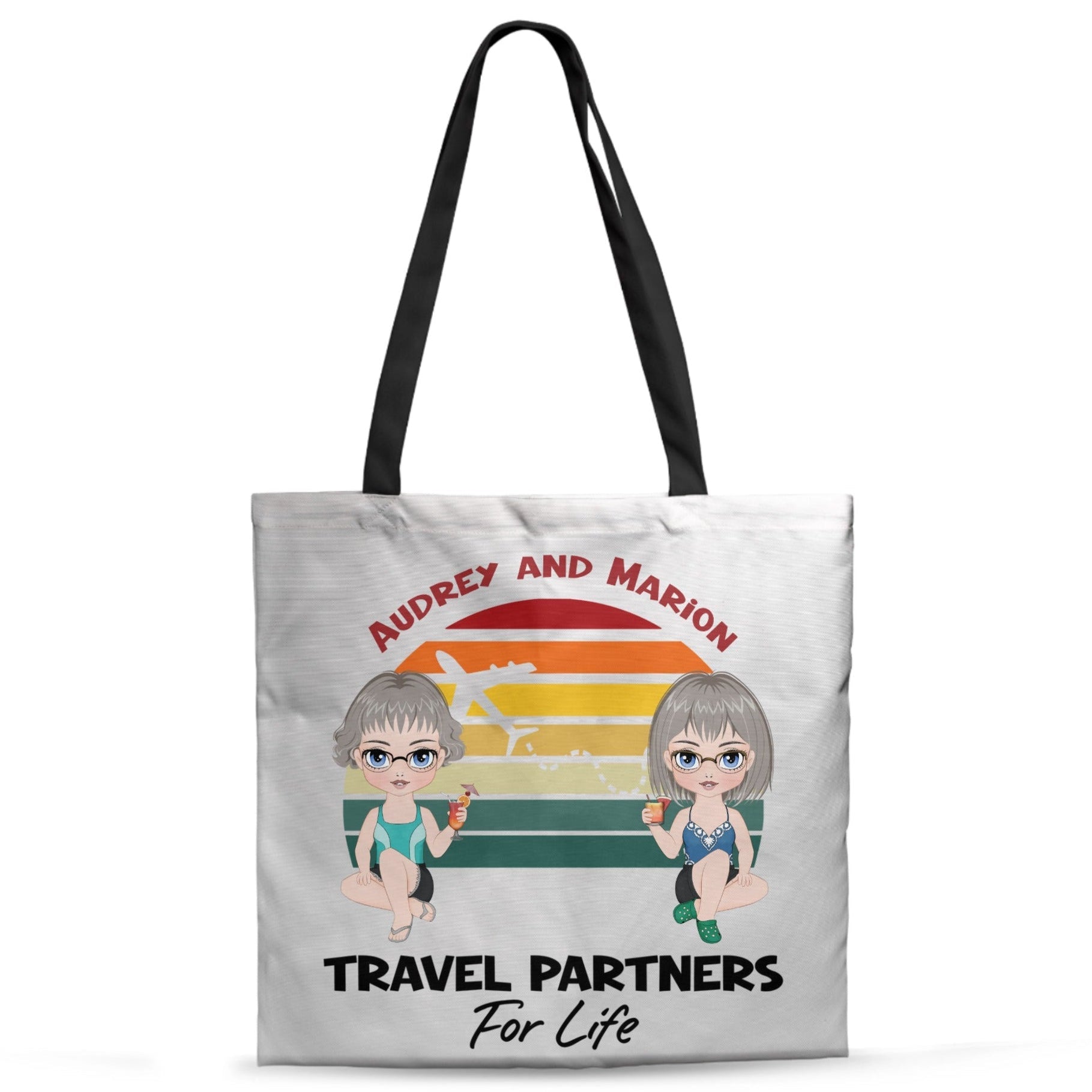 Personalized Travel Partners for Life Tote Bag Custom Couple Travel Bag with Names - Love Life Journey