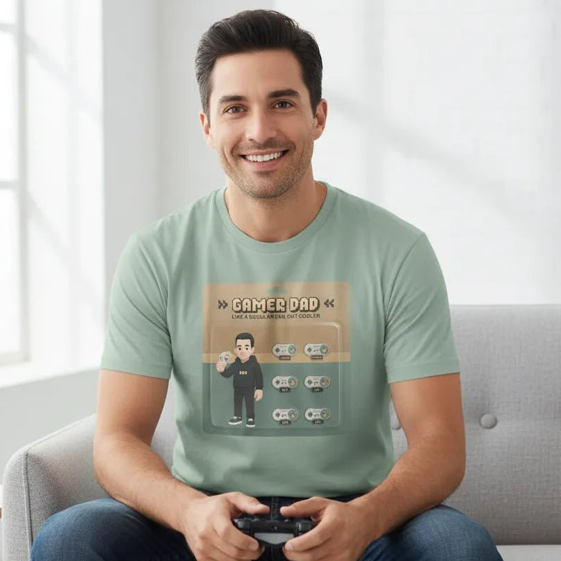 T - SHIRT Custom Gamer Dad T-Shirt – Personalized Character + Up to 6 Kids’ Names | Made in USA - Love Life Journey