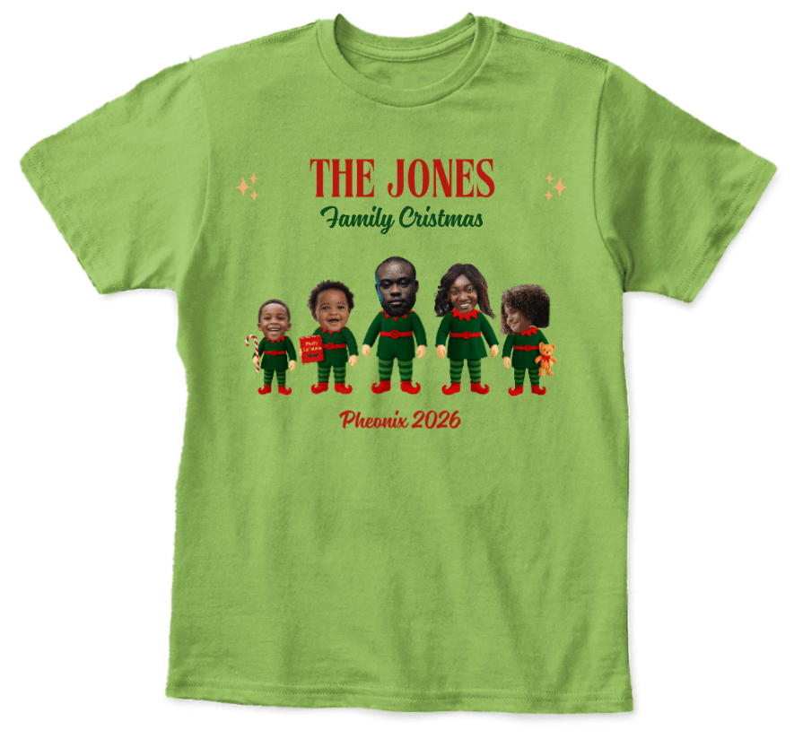 The Family Merry Christmas Personalized Kids T-Shirt | Custom Elf Family Photo Christmas Shirt - Love Life Journey