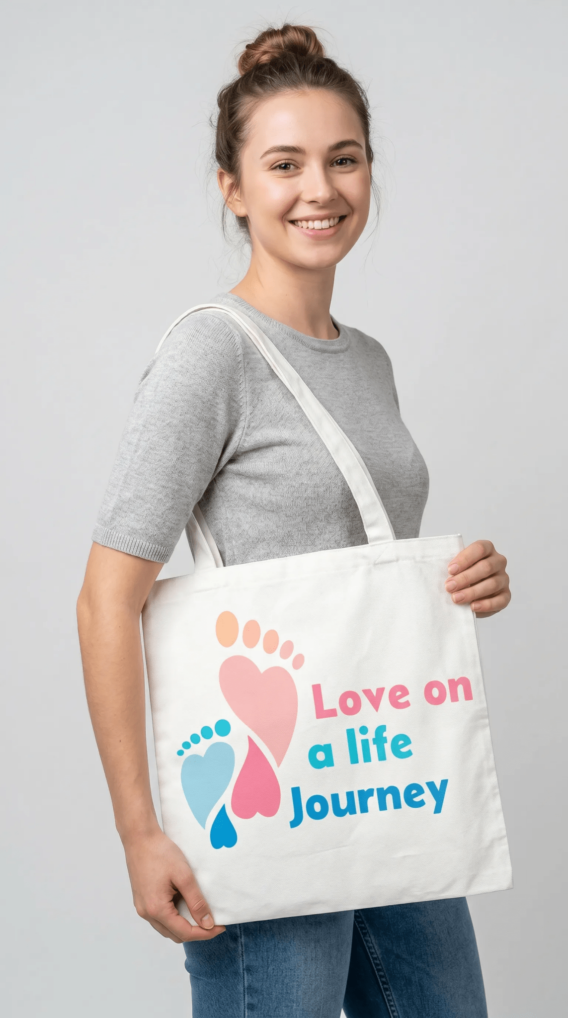 TOTE BAG Love Life Journey® Mindfulness – Lined Durable Canvas | Inspirational Everyday Carryall (2 Sizes) - Love Life Journey