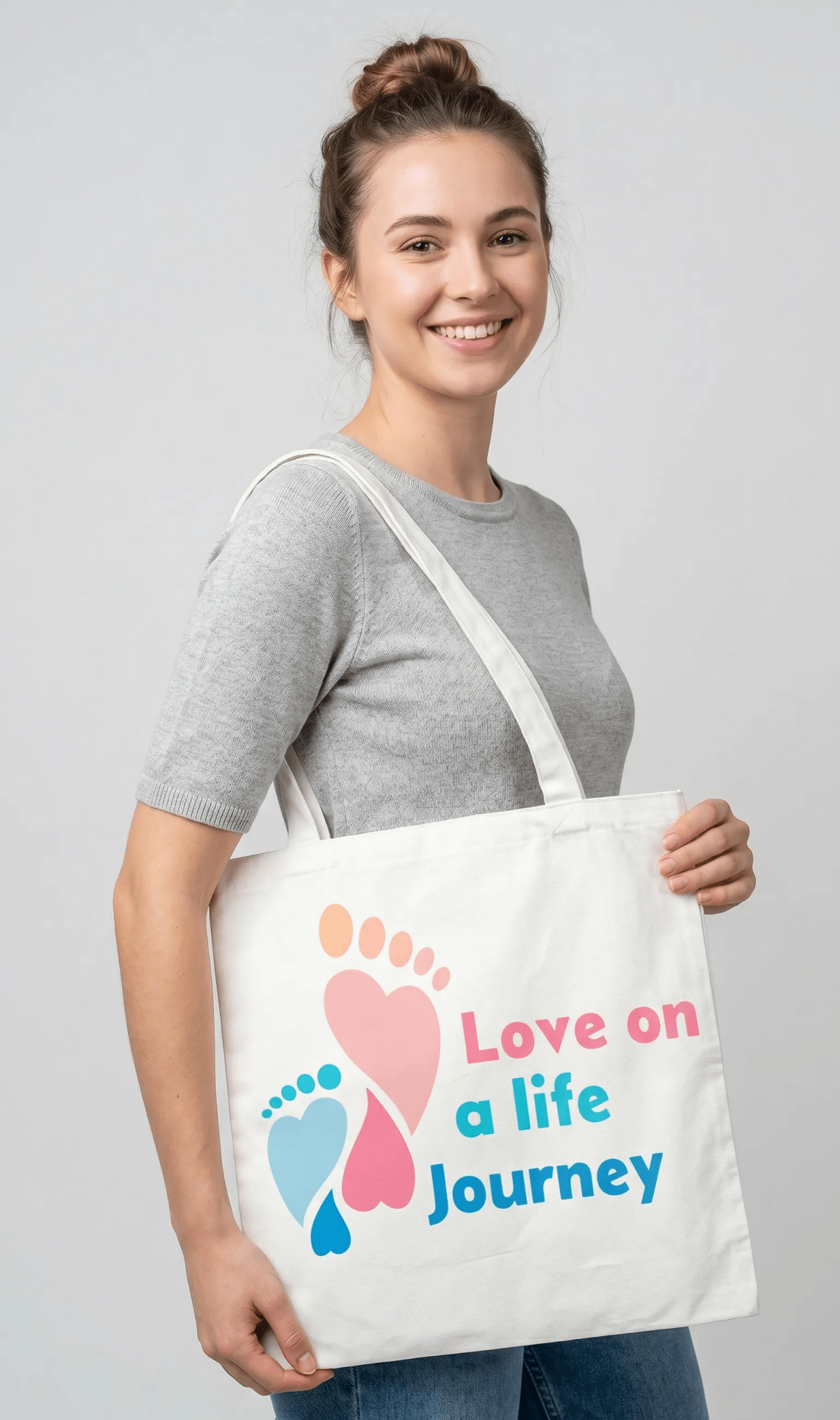 TOTE BAG Love Life Journey® Mindfulness – Lined Durable Canvas | Inspirational Everyday Carryall (2 Sizes) - Love Life Journey