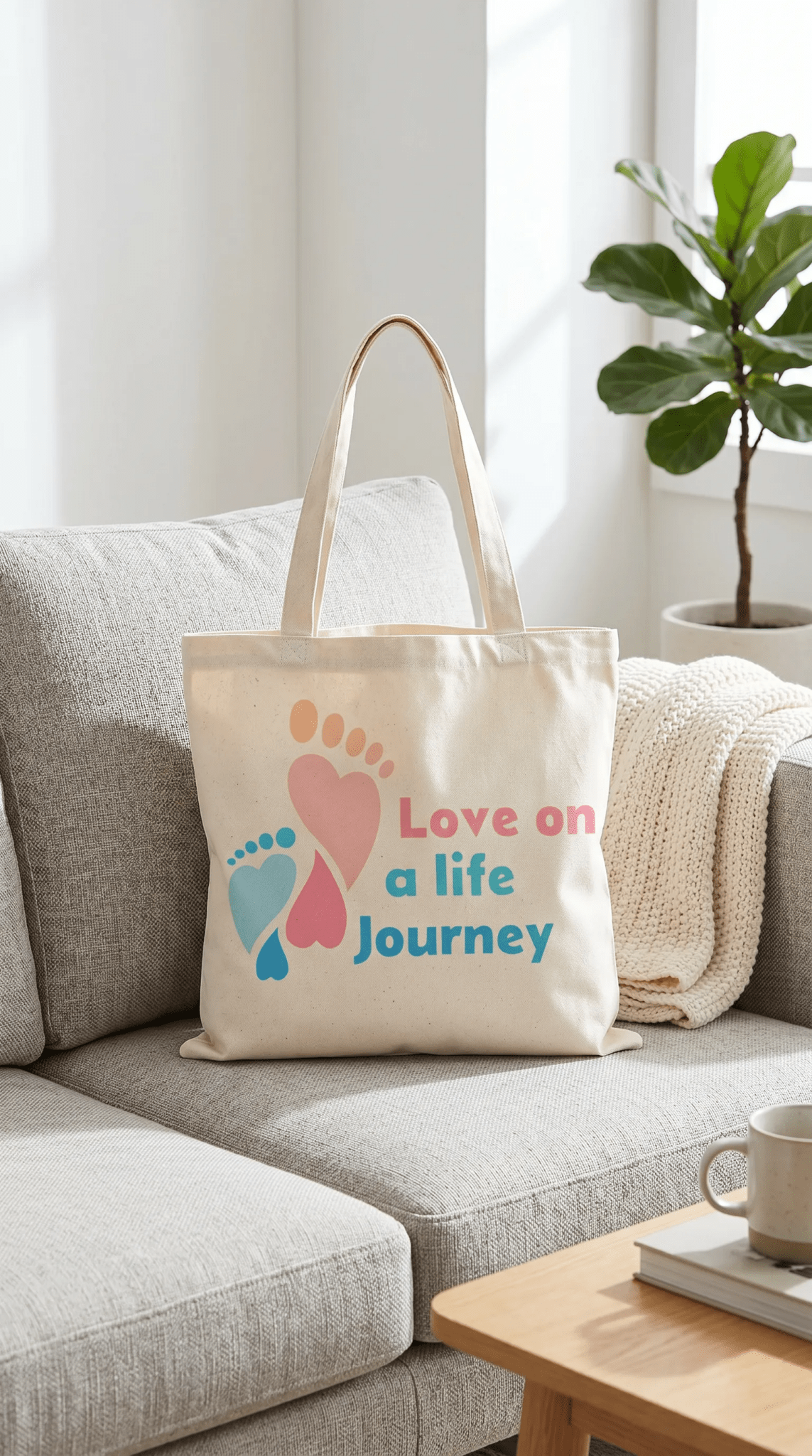 TOTE BAG Love Life Journey® Mindfulness – Lined Durable Canvas | Inspirational Everyday Carryall (2 Sizes) - Love Life Journey
