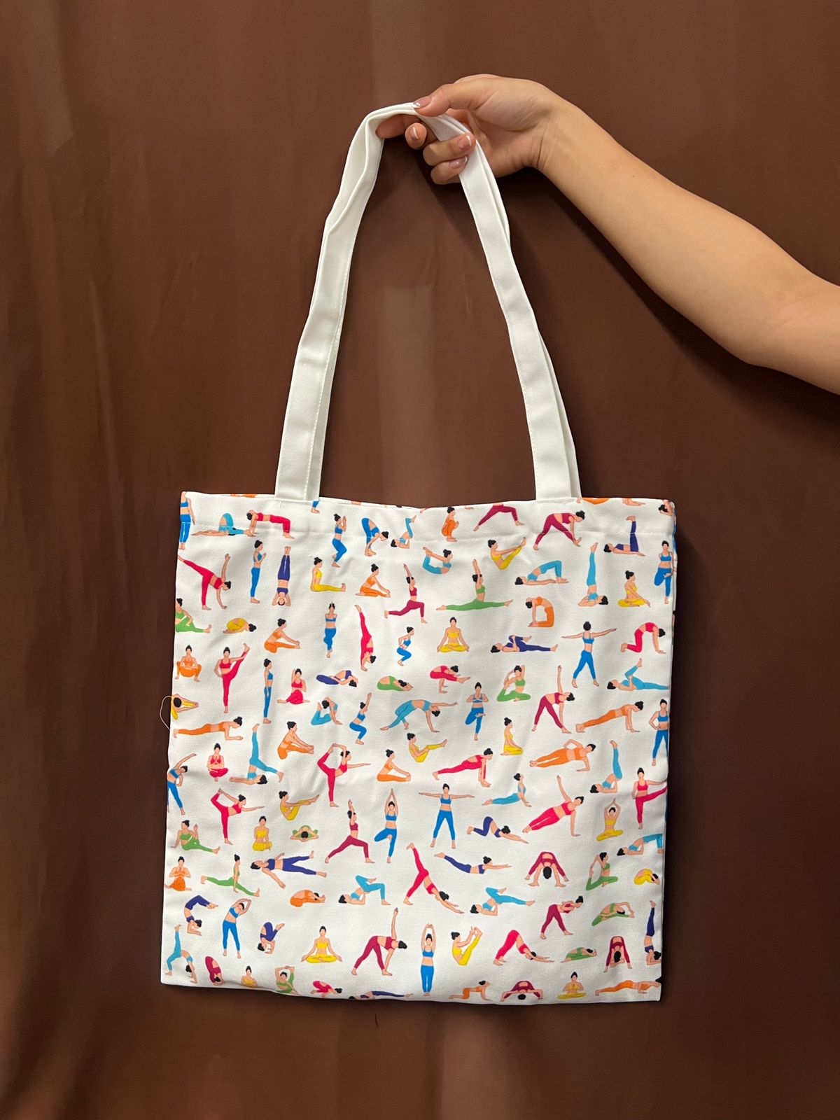 TOTE BAG Yoga Poses – Bright Multi - Pose Design for Daily Inspiration | Love Life Journey® Lined Canvas Tote - Love Life Journey