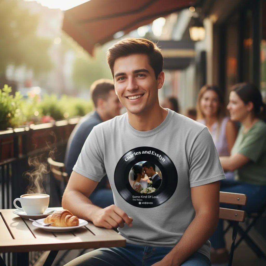 UNISEX T - SHIRT | Personalized Vinyl Record Photo T-Shirt | Your Song, Your Story - Love Life Journey