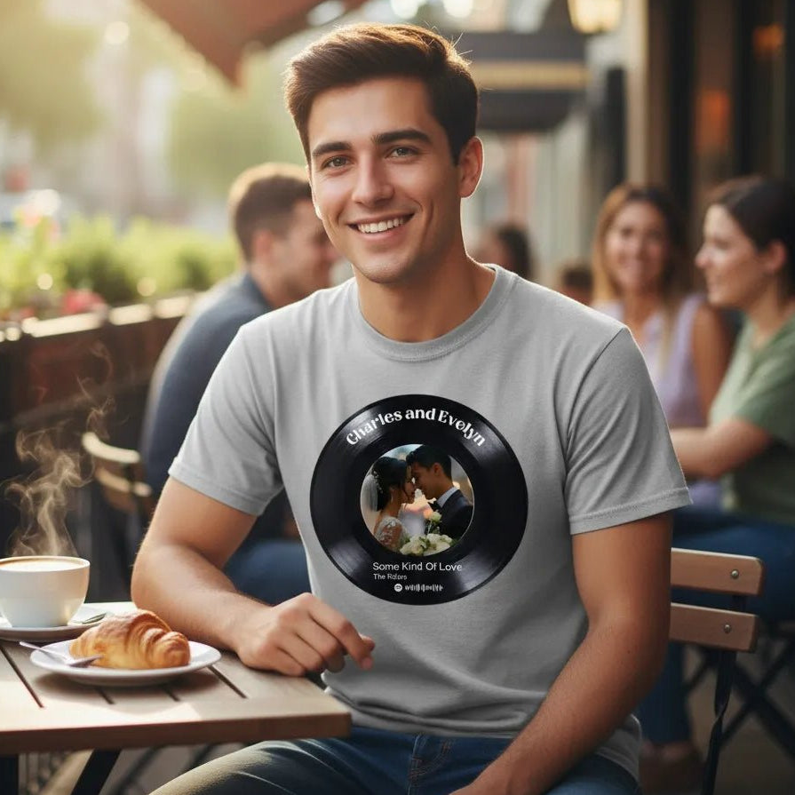 UNISEX T - SHIRT | Personalized Vinyl Record Photo T-Shirt | Your Song, Your Story - Love Life Journey