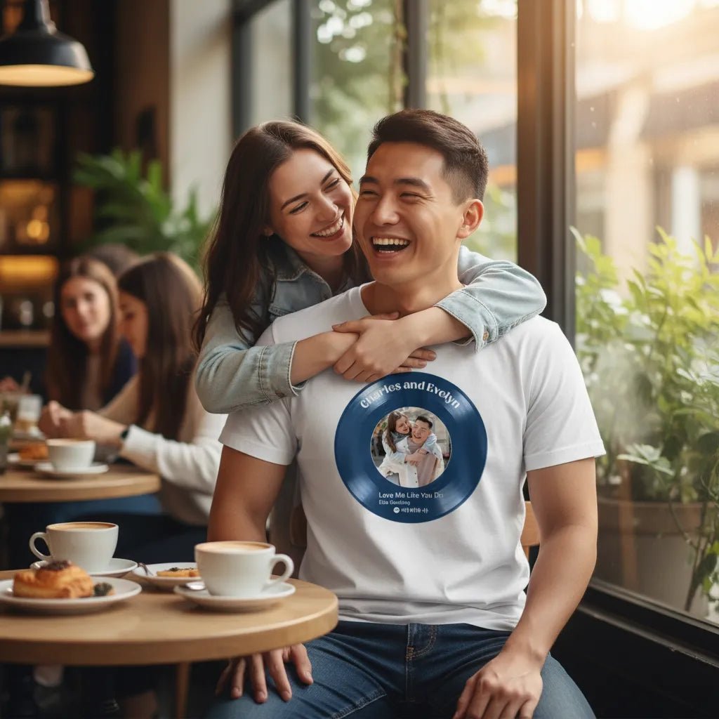 UNISEX T - SHIRT | Personalized Vinyl Record Photo T-Shirt | Your Song, Your Story - Love Life Journey