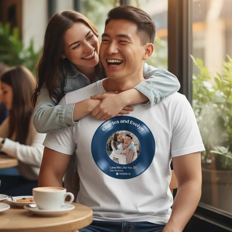 UNISEX T - SHIRT | Personalized Vinyl Record Photo T-Shirt | Your Song, Your Story - Love Life Journey