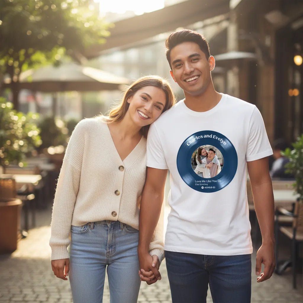 UNISEX T - SHIRT | Personalized Vinyl Record Photo T-Shirt | Your Song, Your Story - Love Life Journey