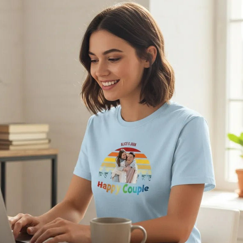 UNISEX T - SHIRT (USA) - Personalized Travel Family / Travel Couple – Custom Photo & Names - Love Life Journey