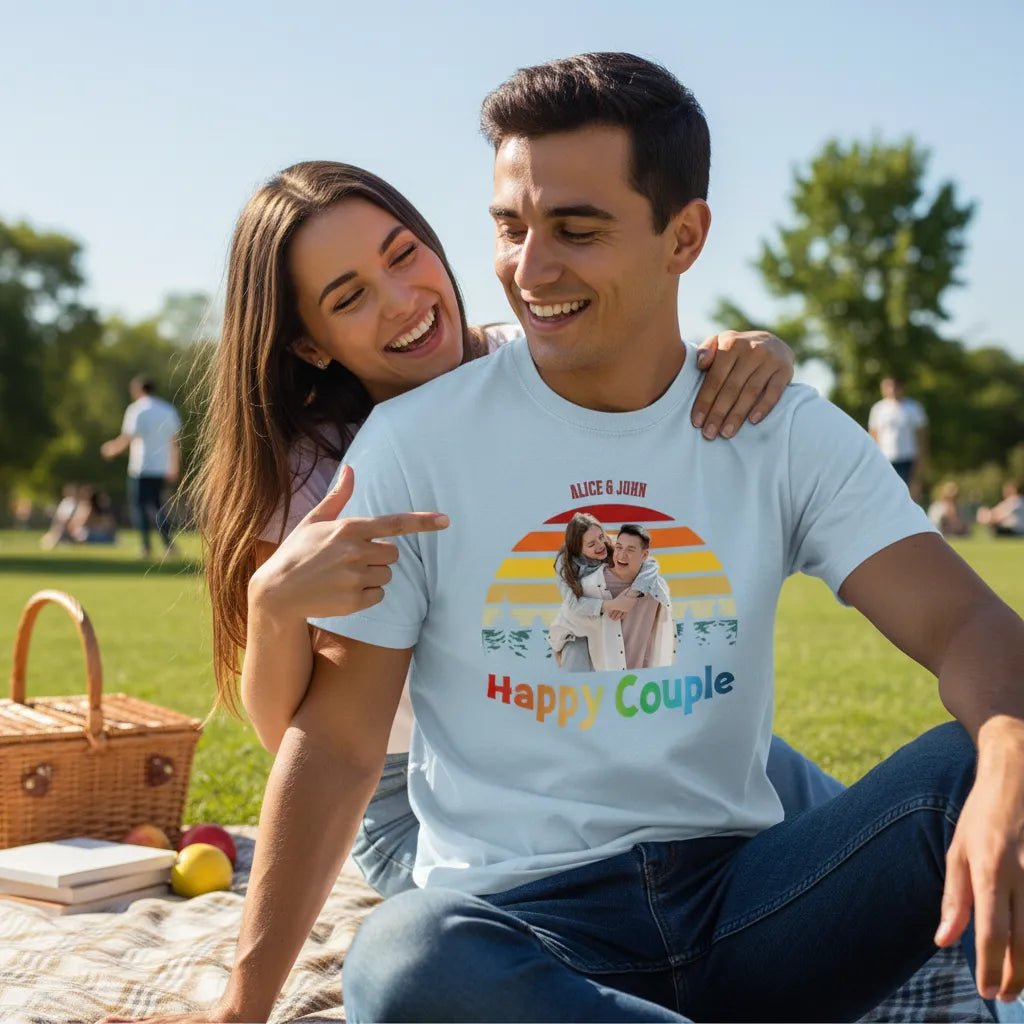 UNISEX T - SHIRT (USA) - Personalized Travel Family / Travel Couple – Custom Photo & Names - Love Life Journey