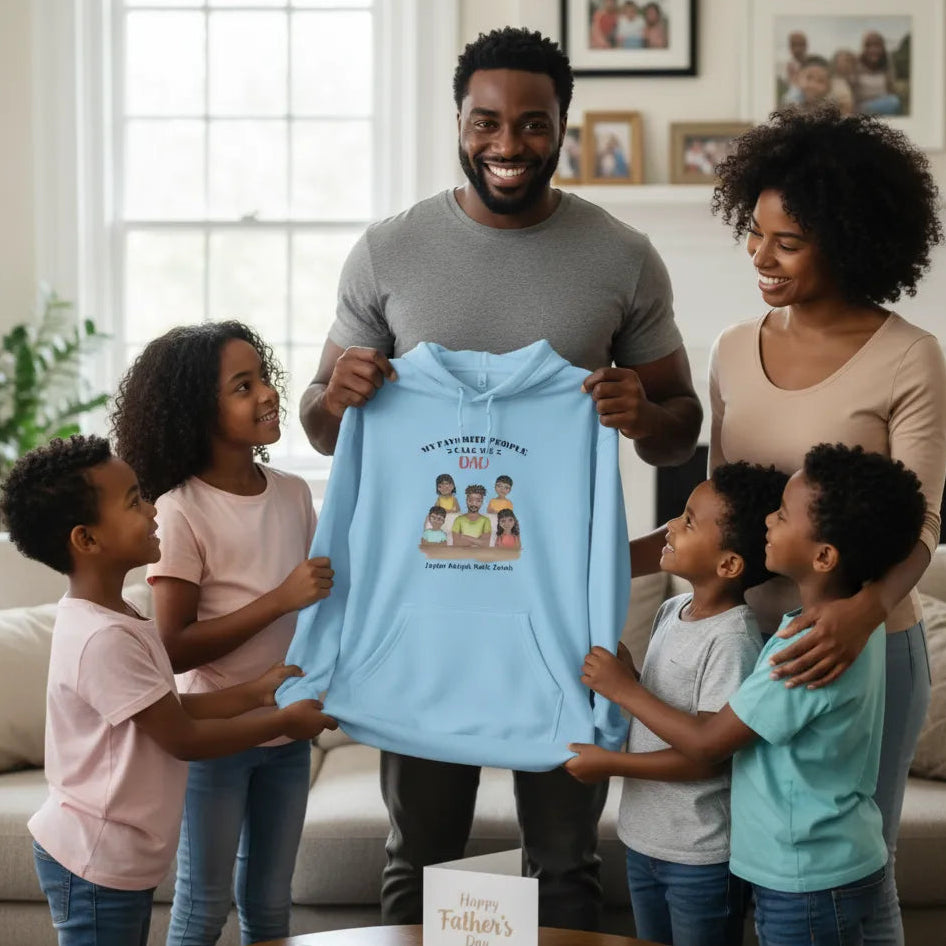 Personalized Dad Hoodie | Custom Family Gift - Man with family around - Love Life Journey
