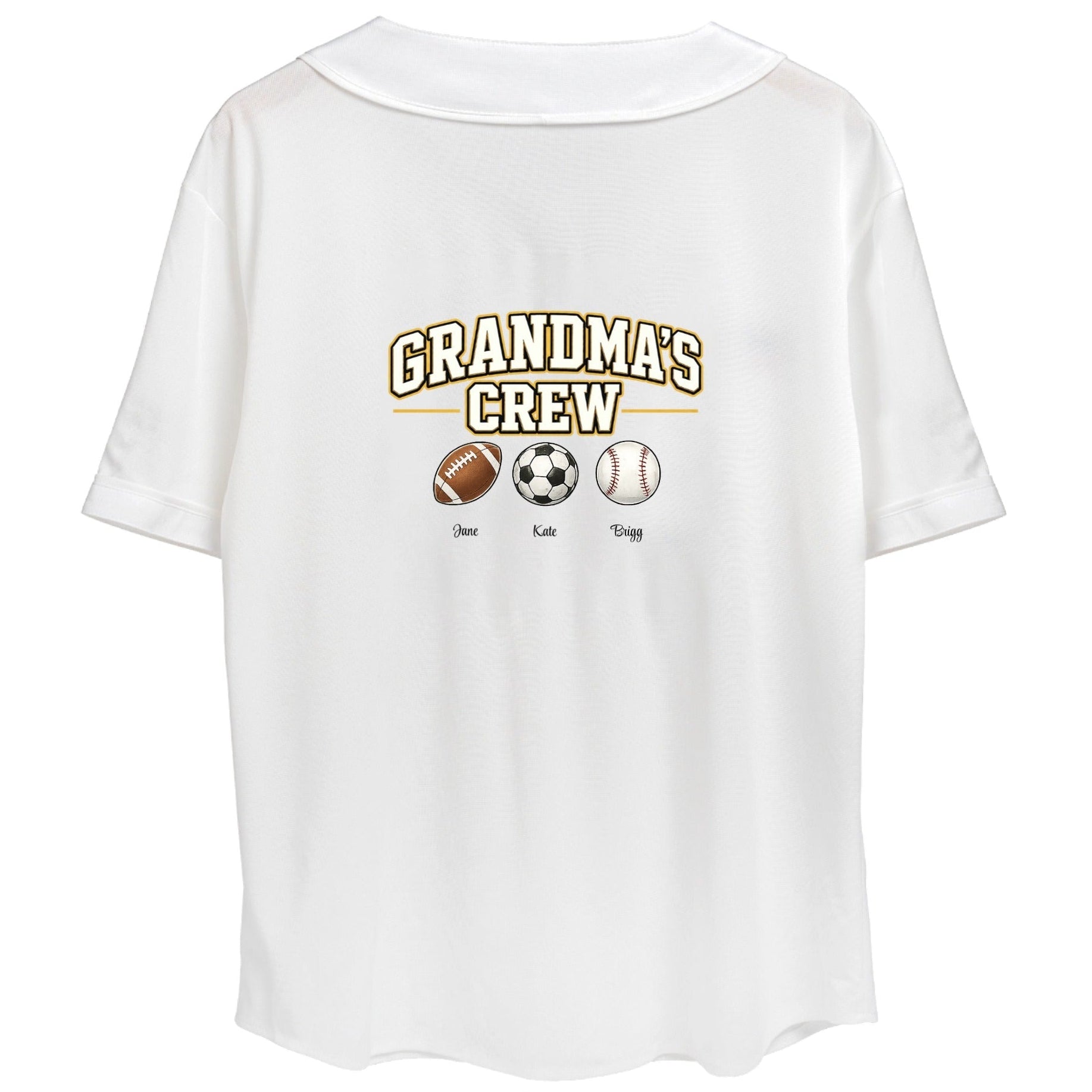 Personalized Grandpa's (or Grandma's) Team Embroidered Baseball Jersey white shirt with custom art