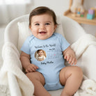 BABY BODYSUIT (Made in USA) Personalized with Baby Photo, Name & Birthdate Calendar - Love Life Journey