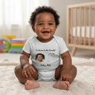 BABY BODYSUIT (Made in USA) Personalized with Baby Photo, Name & Birthdate Calendar - Love Life Journey