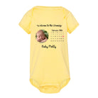 BABY BODYSUIT (Made in USA) Personalized with Baby Photo, Name & Birthdate Calendar - Love Life Journey