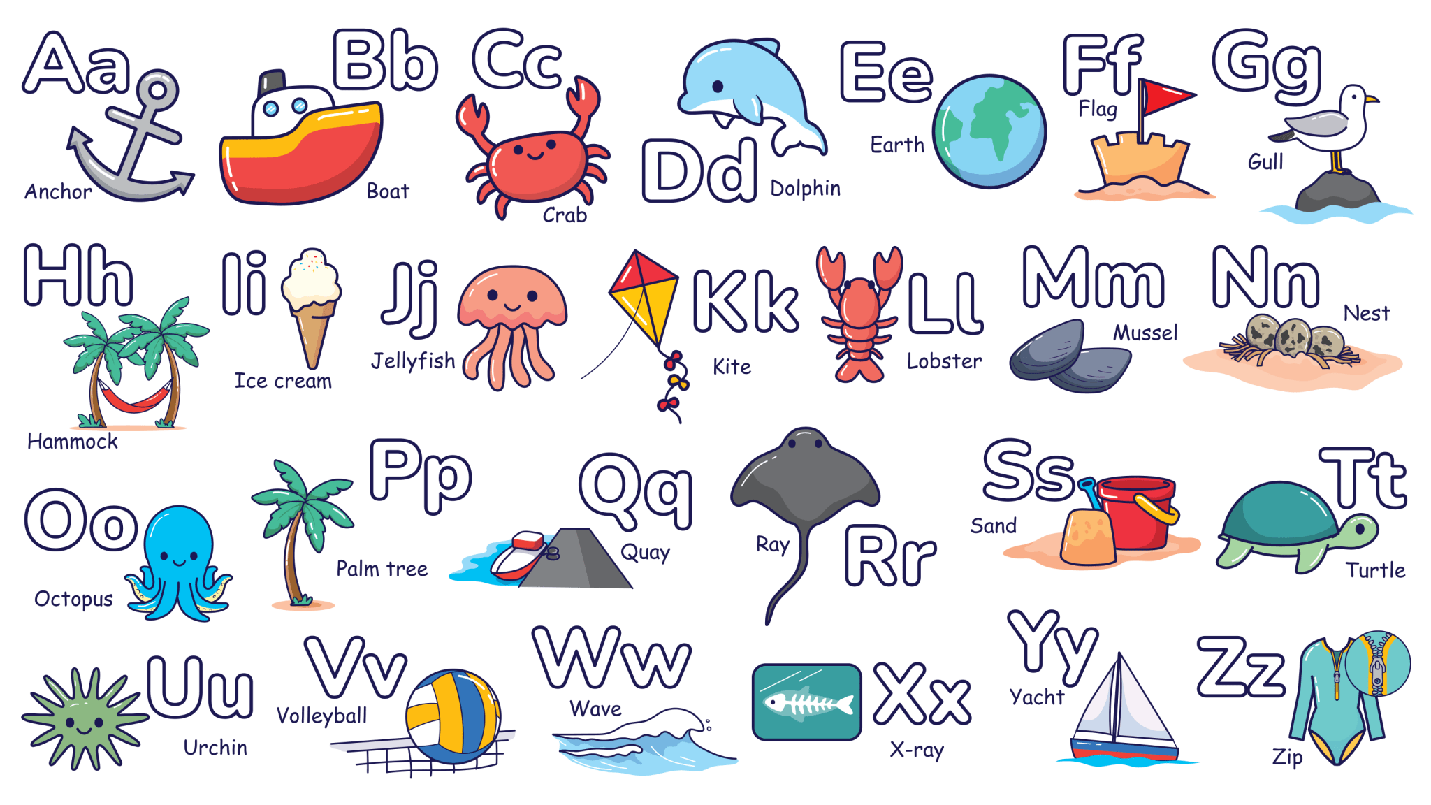 BEACH TOWEL Alphabet A–Z Learning Design | Educational Gift for Kids to Learn Letters - Love Life Journey