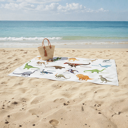 BEACH TOWEL Dinosaurs – Colorful Prehistoric Design | Fun Gift for Kids Who Love Dinosaurs - Love Life Journey