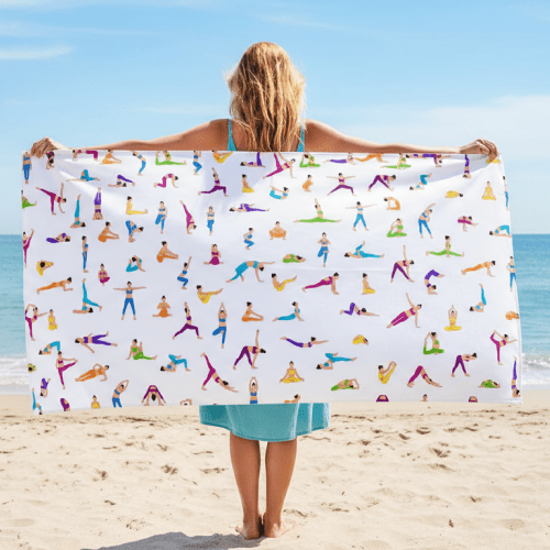 BEACH TOWEL Yoga Flow – Colorful Yoga Pose Design | Inspiring Gift for Yoga Lovers - Love Life Journey