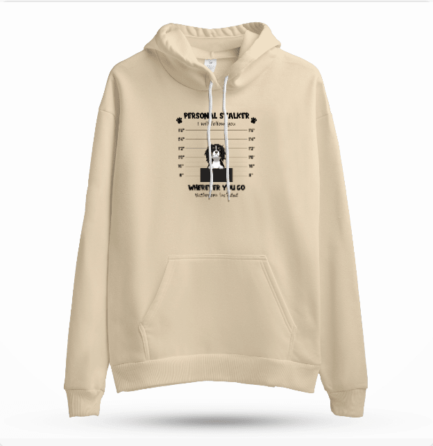 Custom Embroidered Personal Pet 'Stalkers' Unisex Hoodie in Sand Colour - Dogs & Cats Caricatures - Love Life Journey
