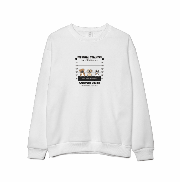 Custom Embroidered Personal Pet 'Stalkers' Unisex Sweatshirt in White – Pet Dogs & Cats Caricatures - Love Life Journey