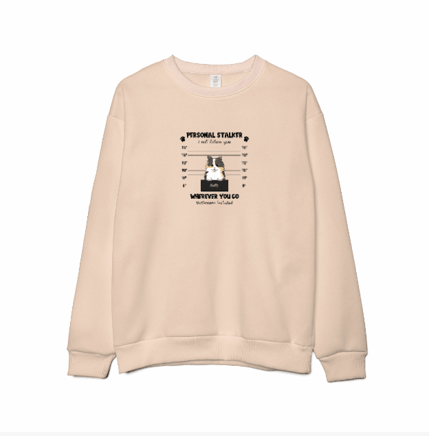 Custom Embroidered Personal Pet 'Stalkers' Unisex Sweatshirt in Sand Colour – Pet Dogs & Cats Caricatures - Love Life Journey