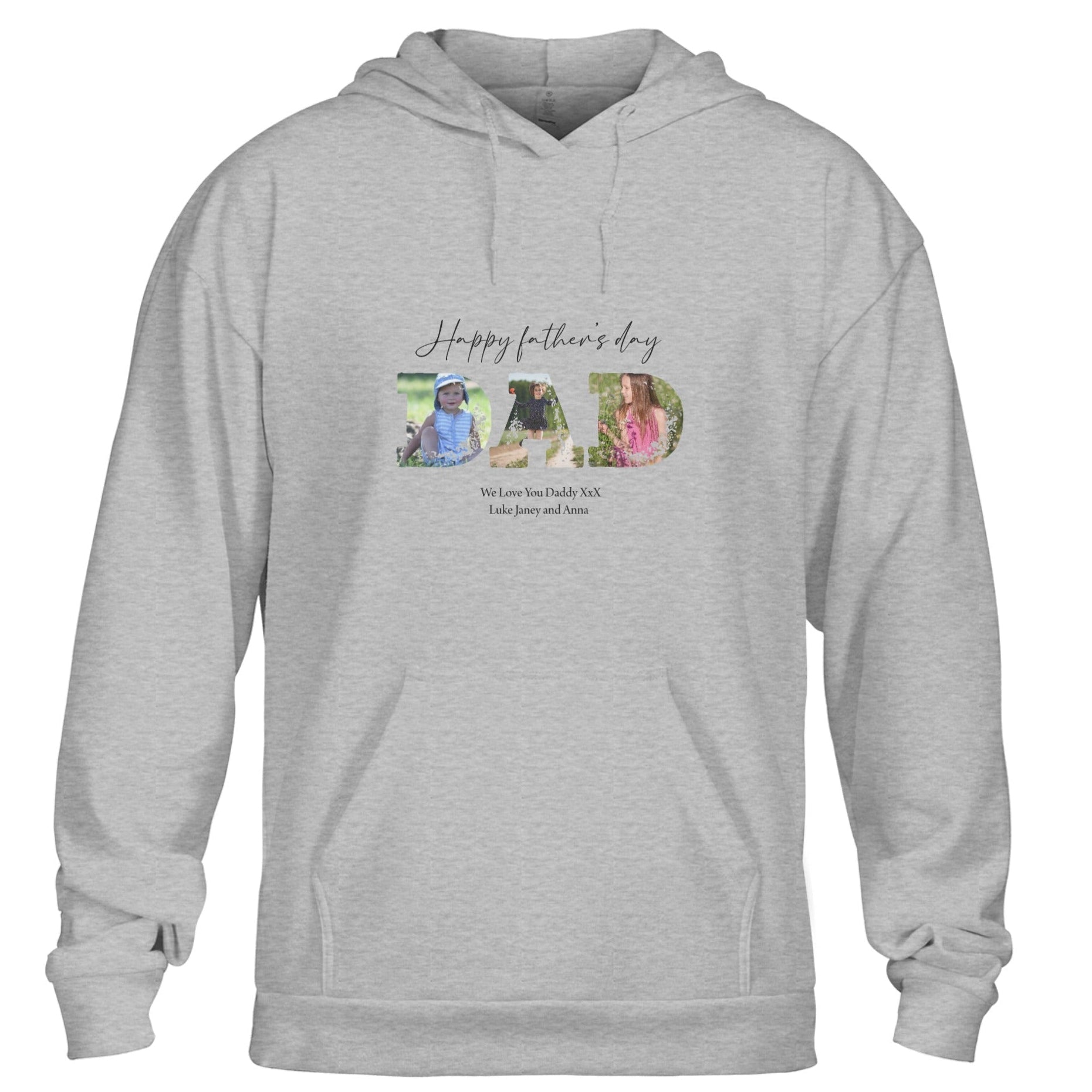 Custom Father’s Day Photo Hoodie – Add 3 Family Photos + Names & Message | Gildan 18500 | Unisex S–5XL | Made in USA - Love Life Journey